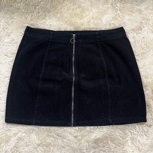 Rue21 Black Corduroy Zip-Front Mini Skirt
